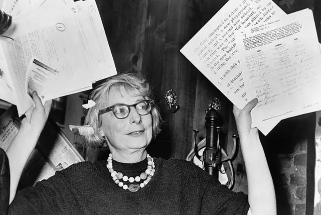 Jane Jacobs at a Committee to Save the West Village press conference, 1961. Photo courtesy of Wikimedia Commons
